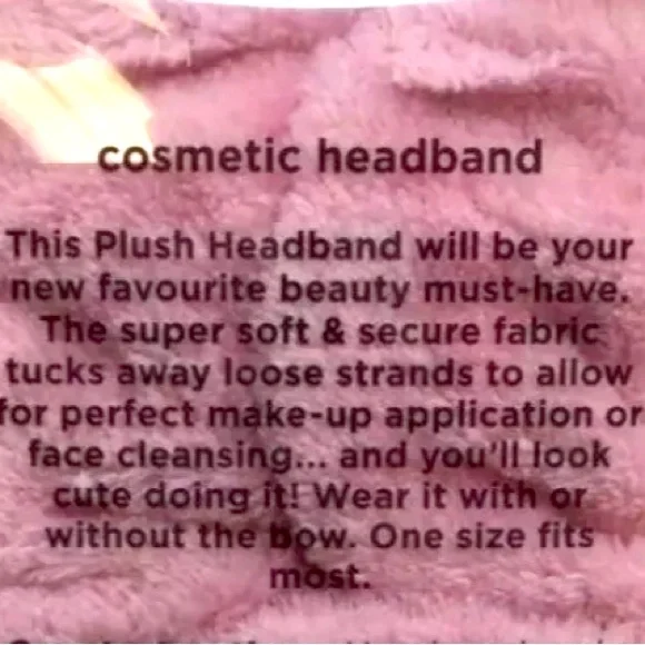 NEW Lot of 2x [Studio Dry] Cosmetic Headband w/ Removable Bow Soft Pink One Size - Picture 7 of 8